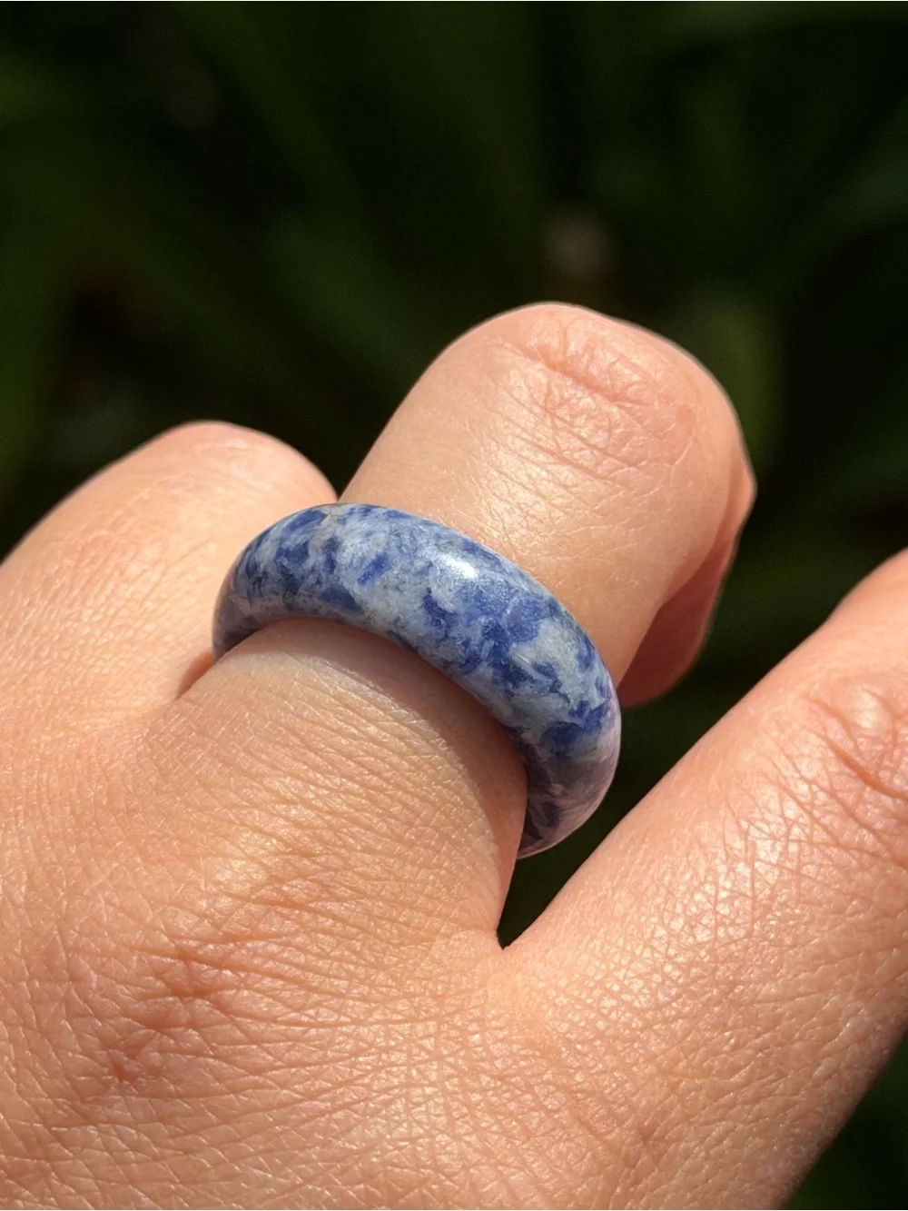 Size 7.5 Blue Marbled Sodalite Band Ring 2327